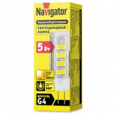 Лампа светодиодная Navigator 61 483 NLL-P-G4-5-230-3K 5W 3000K 220V поликарбонат тепло-белый свет