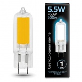 Лампа светодиодная Gauss Black 5.5W 4100K 220V G4 500Lm стекло холодный свет