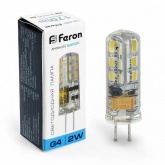 Лампа светодиодная капсула Feron LB-420 2W 6400K 12V G4 170Lm 10x36mm холодный свет