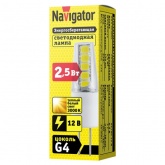 Лампа светодиодная Navigator 71 265 NLL-S-G4-2.5-12-3K 2.5W 3000K 170Lm 12V силикон