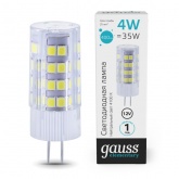 Лампа светодиодная Gauss Elementary 4W 4100K 12V G4 400Lm керамика LED 1/10/200