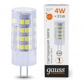 Лампа светодиодная Gauss Elementary 4W 400Lm 3000K 12V G4 керамика LED 1/10/200