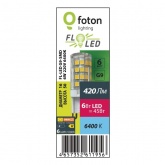 Лампа светодиодная капсула Foton FL-LED G9-SMD 6W 6400K 220V G9 420lm 16х50mm дневной свет