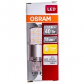 Лампа светодиодная капсула Osram STPIN38 3,5W/827 2700K 220V G9 400lm d20x57mm теплый свет