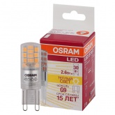 Лампа светодиодная капсула Osram STPIN30 2,6W/827 2700K 220V G9 320Lm d15x52mm теплый свет
