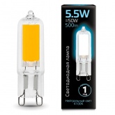 Лампа светодиодная капсула Gauss Black G9 5.5W 4100K 220V G9 500Lm стекло холодный свет