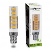 Лампа светодиодная Feron T16 LB-433 7W 4000K 230V E14 белый свет d16x65mm