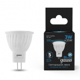 Лампа светодиодная LED MR11 3W 6500K 150-265V GU4 300lm 35x40мм Gauss