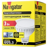 Лампа светодиодная Navigator 94 381 NLL-MR16-3-230-6.5K-GU5.3 3W 6500K 220V 255Lm дневной свет