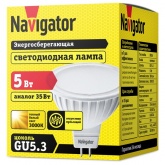 Лампа светодиодная Navigator 94 263 NLL-MR16-5-230-3K-GU5.3 5W 3000K 220V 380Lm тепло-белый свет