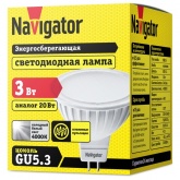Лампа светодиодная Navigator 94 127 NLL-MR16-3-230-4K-GU5.3 3W 4000K 220V 240Lm холодный свет