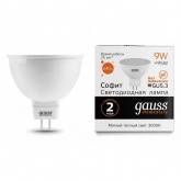 Лампа светодиодная Gauss LED Elementary MR16 9W 3000K 220V GU5.3 640Lm тепло-белый свет