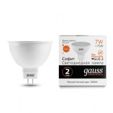 Лампа светодиодная Gauss LED Elementary MR16 7W 3000K 220V GU5.3 530Lm тепло-белый свет