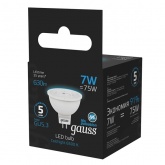 Лампа светодиодная Gauss LED MR16 7W 6500K 220V GU5.3 630Lm дневной свет