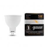 Лампа светодиодная Gauss LED Black MR16 5W 3000K 220V GU5.3 500Lm тепло-белый свет