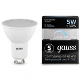Лампа светодиодная Gauss LED MR16 5W 4100K DIM 220V GU10 диммируемая