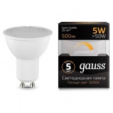 Лампа светодиодная Gauss LED MR16 5W 3000K DIM 220V GU10 диммируемая