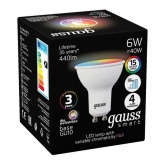 Лампа светодиодная Gauss LED MR16 6W RGBW DIM 220V GU10 диммируемая
