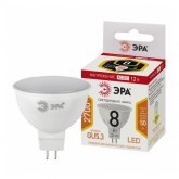 Лампа светодиодная ЭРА LED MR16 8W 827 2700K 12V GU5.3 теплый свет