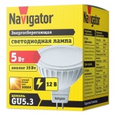 Лампа светодиодная Navigator 94 262 NLL-MR16-5-12-3K-GU5.3 5W 3000K 12V 380Lm тепло-белый свет
