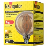 Светодиодная ретро лампа Navigator 14 500 NLL-F-G125-4-230-2.7K-E27 4W 2700K 230V шар