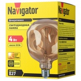 Светодиодная ретро лампа Navigator 14 499 NLL-F-G125ST-4-230-2.7K-E27-BE 4W 2700K 230V шар