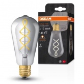 Лампа филаментная капля Osram Vintage 1906 CL Edison Smoke 15 4W/818 E27 140Lm спираль D140x64mm