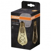 Лампа филаментная капля Osram Vintage 1906 CL Edison Gold 28 4W/820 E27 300Lm спираль D140x64mm