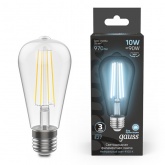 Лампа филаментная светодиодная Gauss ST64 10W 4100K E27 970Lm золотой прямая нить