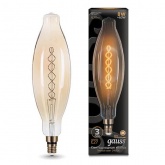 Лампа филаментная светодиодная Gauss BT120 8W 2400K E27 620Lm золотой спираль