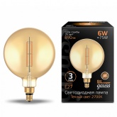 Лампа Gauss Filament G200 6W 2700К 890lm Е27 golden straight LED