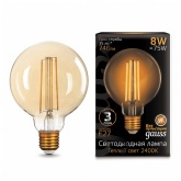 Лампа Gauss LED Filament G95 E27 8W Golden 740lm 2400К