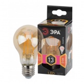 Лампа филаментная светодиодная груша ЭРА F-LED A60 13W 827 E27 gold, Vintage, теплый свет 059056