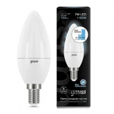 Лампа светодиодная диммируемая свеча Gauss 7W 4100K 220V E14 550Lm step dimmable холодный свет
