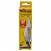 Лампа филаментная светодиодная свеча на ветру Navigator 61 536 NLL-F-FC35-7-230-2.7K-E14 7W 2700K