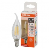 Лампа филаментная светодиодная свеча на ветру Osram LED LSCL BA75 6W/840 220V E14