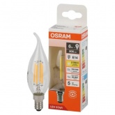 Лампа филаментная светодиодная свеча на ветру Osram LED LSCL BA75 6W/827 220V E14