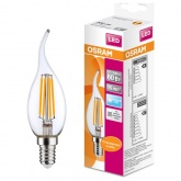 Лампа филаментная светодиодная свеча на ветру Osram LED LSCL BA60 5W/840 220V CL E14