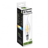 Лампа филаментная светодиодная свеча на ветру Feron LB-67 7W 4000K 220V E14