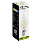 Лампа филаментная светодиодная свеча на ветру Feron LB-714 11W 4000K 220V E14