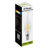 Лампа филаментная светодиодная свеча на ветру Feron LB-74 9W 4000K 220V E14