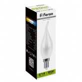 Лампа филаментная светодиодная свеча на ветру Feron LB-74 9W 4000K 220V E14 матовая