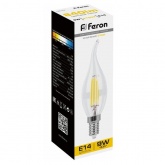 Лампа филаментная светодиодная свеча на ветру Feron LB-74 9W 2700K 220V E14
