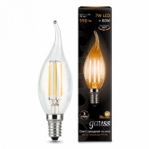 Лампа филаментная светодиодная свеча на ветру Gauss Black 7W 2700K 220V Е14