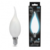 Лампа филаментная светодиодная свеча на ветру Gauss 9W 4100K 220V Е14 матовая