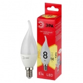 Лампа светодиодная свеча на ветру ЭРА RED LINE LED BXS 8W/827 E14 R теплый свет (5056396284369)