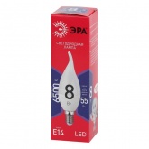 Лампа светодиодная свеча на ветру ЭРА RED LINE LED BXS 8W/865 E14 R холодный свет (5056306086007)
