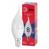 Лампа светодиодная свеча на ветру ЭРА RED LINE LED BXS 8W/865 E14 R холодный свет (5056306086007)