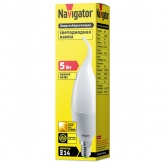 Лампа светодиодная свеча на ветру Navigator 94 496 NLL-P-FC37-5-230-2.7K-E14-FR 5W 2700K 375Lm