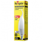 Лампа светодиодная свеча на ветру Navigator 61 027 NLL-FC37-7-230-4K-E14-FR 7W 4000K 560Lm